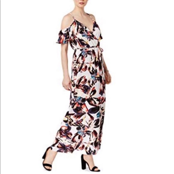 Bar III Women's Printed Cold Shoulder Maxi Dress New with Tags Size XS - Picture 1 of 2